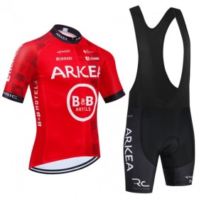 Set Fietsshirt + Korte Koersbroek 2024 Arkea-B B Hotels Rood